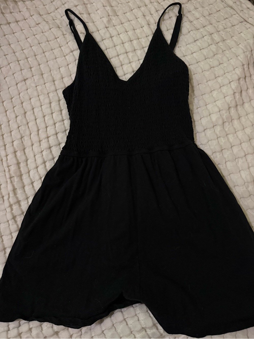 Black One-Piece Romper with Spaghetti Straps